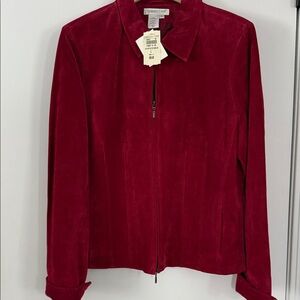 Coldwater Creek Women's Flip Cuff Zip Front Suede Jacket Large NWT